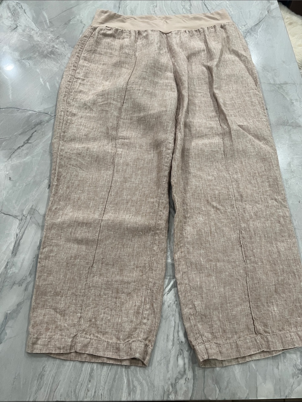 Coldwater Creek Linen Beige-Taupe Casual Pants